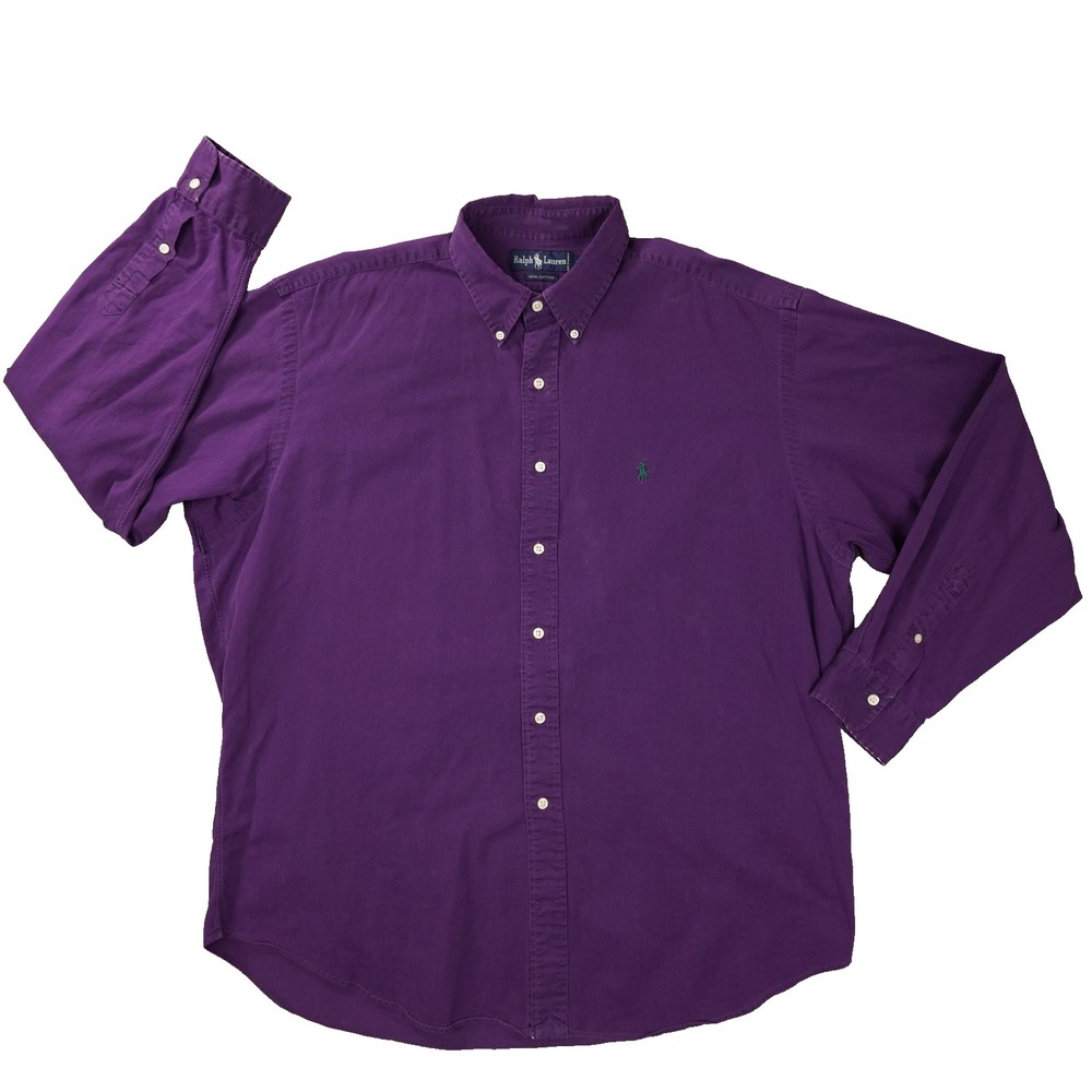 Ralph Lauren Button Up Shirt Men's XL Purple Vintage Classic Preppy Colorful